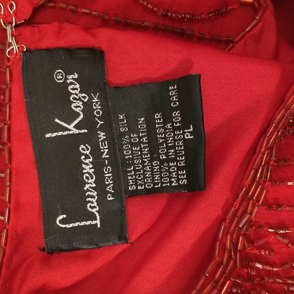 Vintage Red Beaded Top Quality Evening Blouse Christmas Holiday Silk Lawrn Kazar - Picture 8 of 12